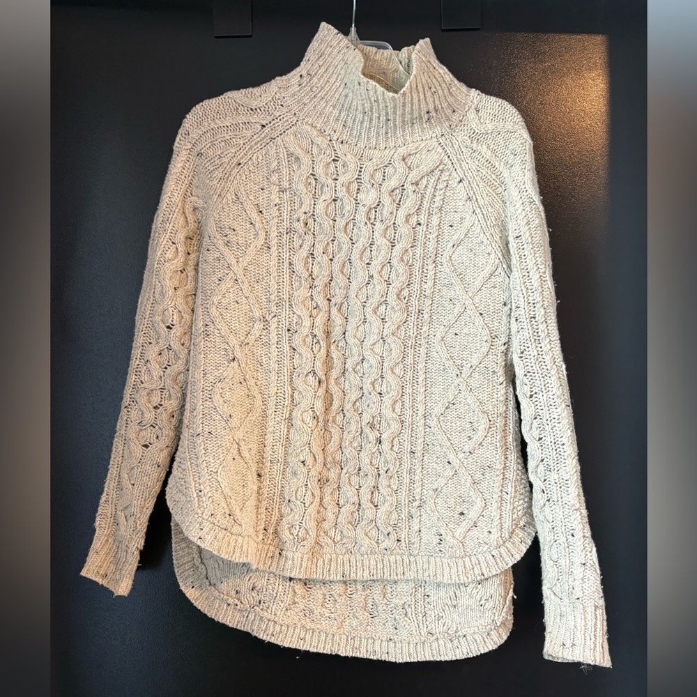 Madewell Cream Cable Knit Turtleneck Sweater